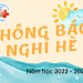 Thông báo về thời gian nghỉ hè năm học 2022 – 2023