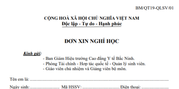 Hướng dẫn sinh viên xin nghỉ học