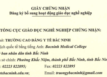 Giấy chứng nhận Đăng ký bổ sung hoạt động Giáo dục nghề nghiệp