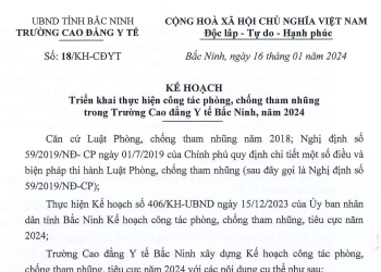 Kế Hoạch Triển khai thực hiện công tác phòng, chống tham nhũng trong Trường Cao đẳng Y tế Bắc Ninh, năm 2024