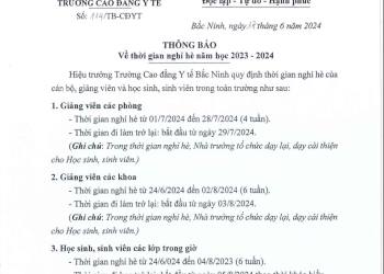 Thông báo về thời gian nghỉ hè năm học 2023 – 2024