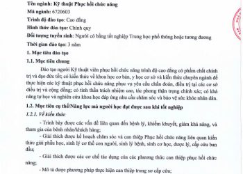 Chương trình đào tạo ngành Kỹ thuật phục hồi chức năng