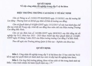 QUYẾT ĐỊNH CÔNG NHẬN TỐT NGHIỆP CHO LỚP Ys12