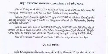 QUYẾT ĐỊNH CÔNG NHẬN TỐT NGHIỆP CHO LỚP Ys12