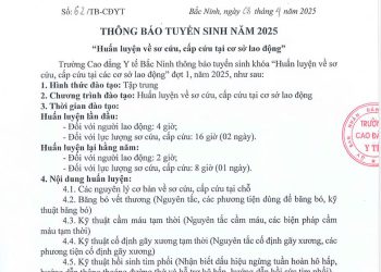 THÔNG BÁO TUYỂN SINH LỚP “HUẤN LUYỆN VỀ SƠ CỨU, CẤP CỨU TẠI CƠ SỞ LAO ĐỘNG” NĂM 2025
