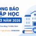 Thông báo nhập học đợt 3 năm 2026